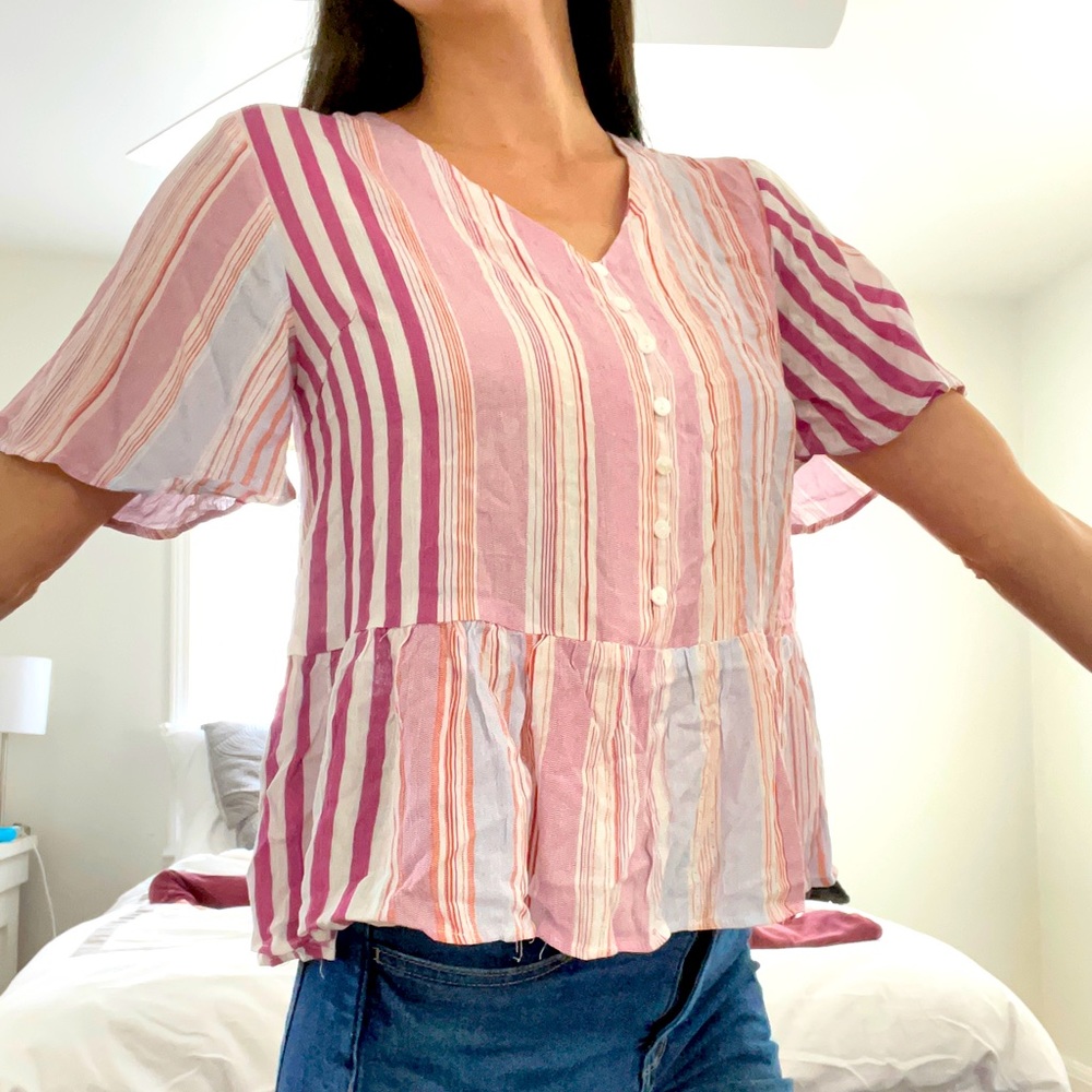 (S) Hayden Striped Blouse